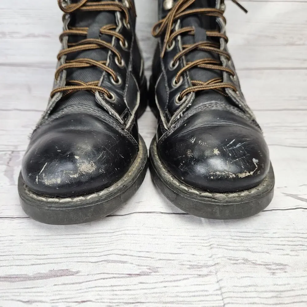 OXS Combat Boots Black Lace Up Made In Italy EU 37 Womens 7 Mens 5